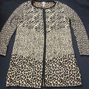 Chicks Mixed Animal Print Long Cardigan Sz 1